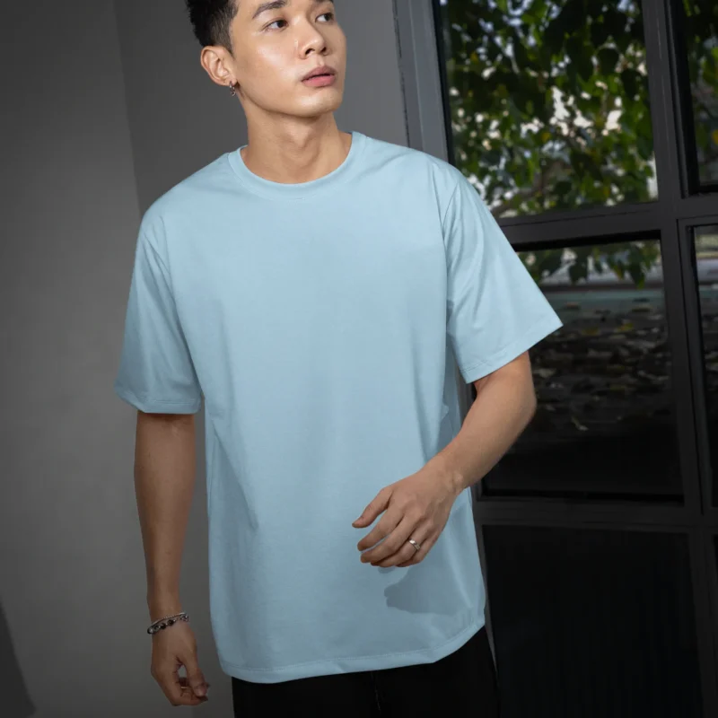 sky blue plain oversized t-shirt